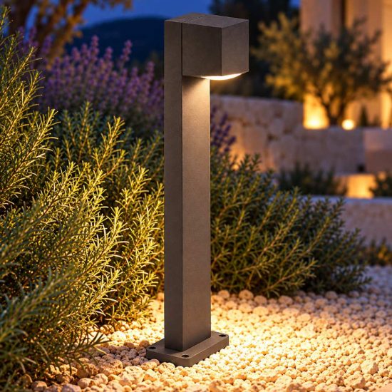 Gea luce ges2300 lampioncino da giardino paletto rettangolare antracite led 10w cct 3000-6500k ip65