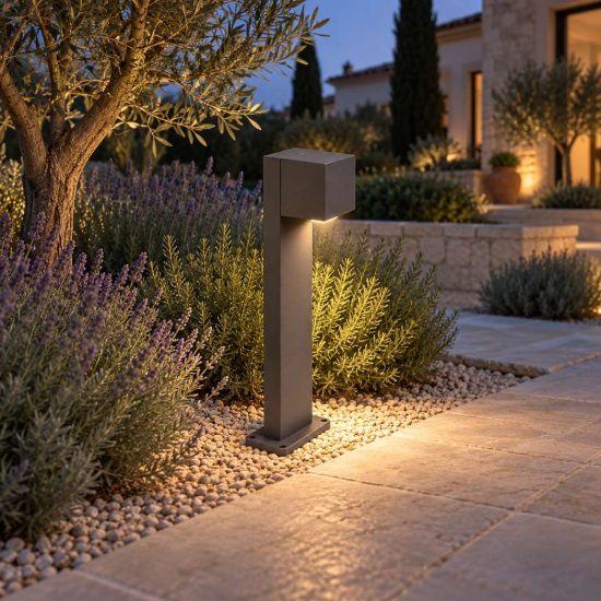 Gea luce ges2300 lampioncino da giardino paletto rettangolare antracite led 10w cct 3000-6500k ip65