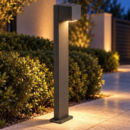 Gea luce ges2300 lampione da giardino paletto rettangolare antracite led 10w cct 3000-6500k ip65
