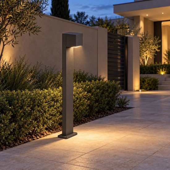 Gea luce ges2300 lampione da giardino paletto rettangolare antracite led 10w cct 3000-6500k ip65