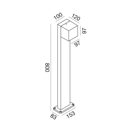 Gea luce ges2300 lampione da giardino paletto rettangolare antracite led 10w cct 3000-6500k ip65