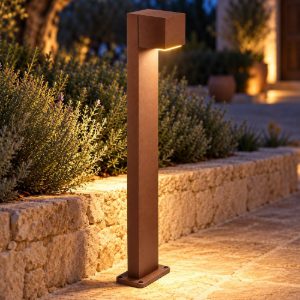 Gea luce ges2300 lampione da giardino paletto rettangolare marrone led 10w cct 3000-6500k ip65