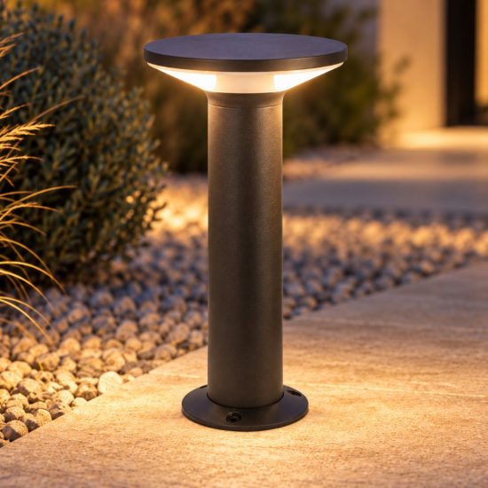 Gea luce ges2330 lampioncino da giardino paletto piccolo a cilindro antracite led 12w 3000k ip65
