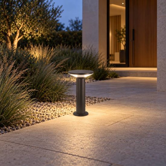 Gea luce ges2330 lampioncino da giardino paletto piccolo a cilindro antracite led 12w 3000k ip65