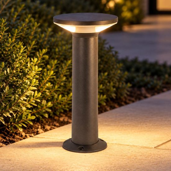 Gea luce ges2330 lampioncino da giardino paletto piccolo a cilindro antracite led 12w 4000k ip65