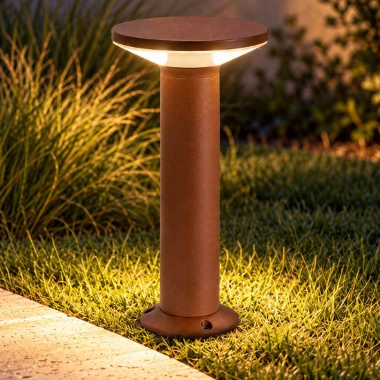 Gea luce ges2330 lampioncino da giardino paletto piccolo a cilindro marrone led 12w 3000k ip65