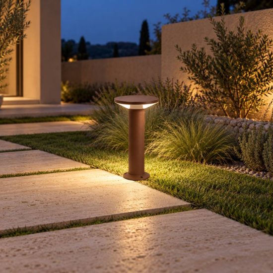 Gea luce ges2330 lampioncino da giardino paletto piccolo a cilindro marrone led 12w 3000k ip65