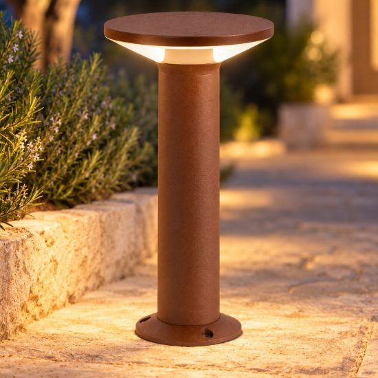 Gea luce ges2330 lampioncino da giardino paletto piccolo a cilindro marrone led 12w 4000k ip65