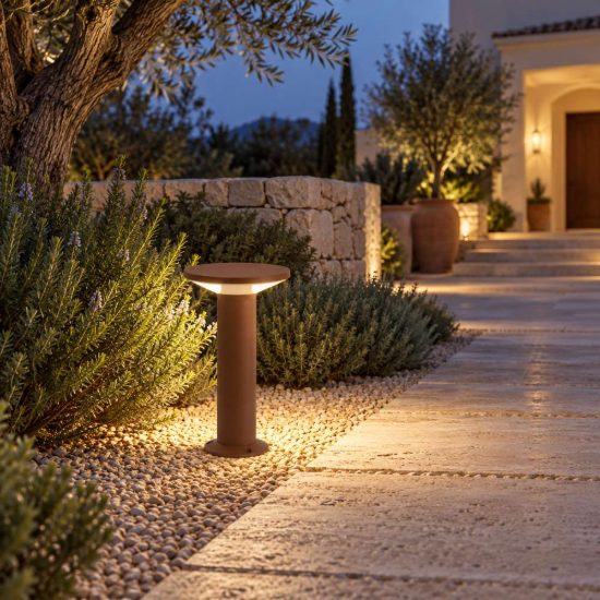 Gea luce ges2330 lampioncino da giardino paletto piccolo a cilindro marrone led 12w 4000k ip65