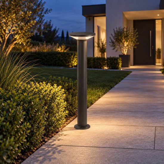 Gea luce ges2330 lampioncino da giardino paletto grande a cilindro antracite led 12w 3000k ip65