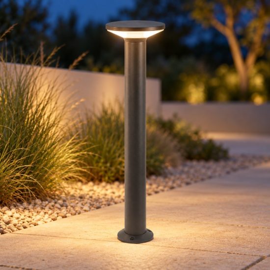 Gea luce ges2330 lampioncino da giardino paletto grande a cilindro antracite led 12w 4000k ip65