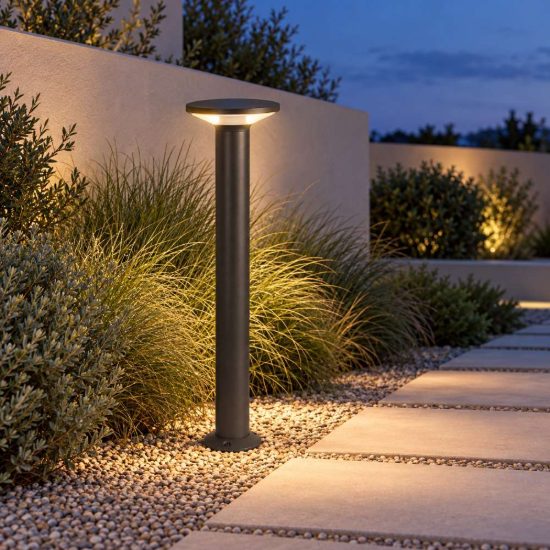 Gea luce ges2330 lampioncino da giardino paletto grande a cilindro antracite led 12w 4000k ip65