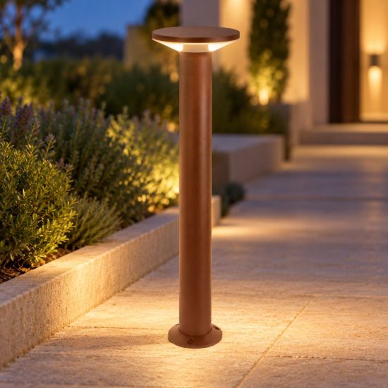 Gea luce ges2330 lampioncino da giardino paletto grande a cilindro marrone led 12w 3000k ip65