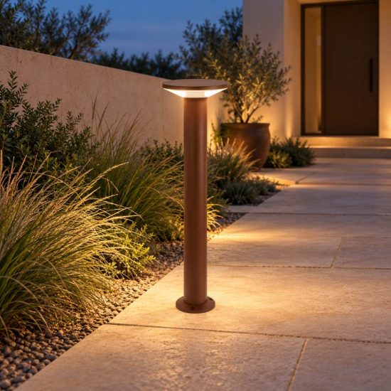 Gea luce ges2330 lampioncino da giardino paletto grande a cilindro marrone led 12w 3000k ip65