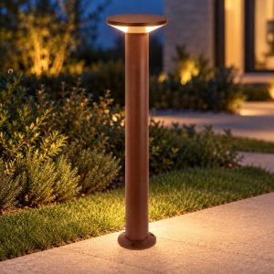 Gea luce ges2330 lampioncino da giardino paletto grande a cilindro marrone led 12w 4000k ip65