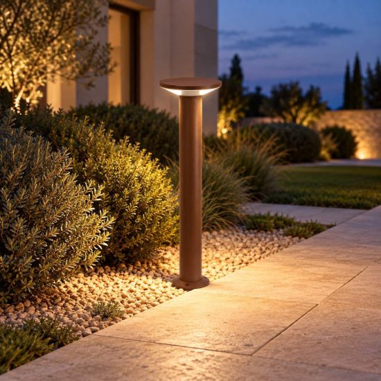 Gea luce ges2330 lampioncino da giardino paletto grande a cilindro marrone led 12w 4000k ip65