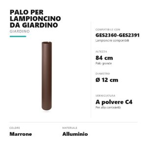 Gea luce ges2360 palo grande per testapalo lampioncini da giardino marrone