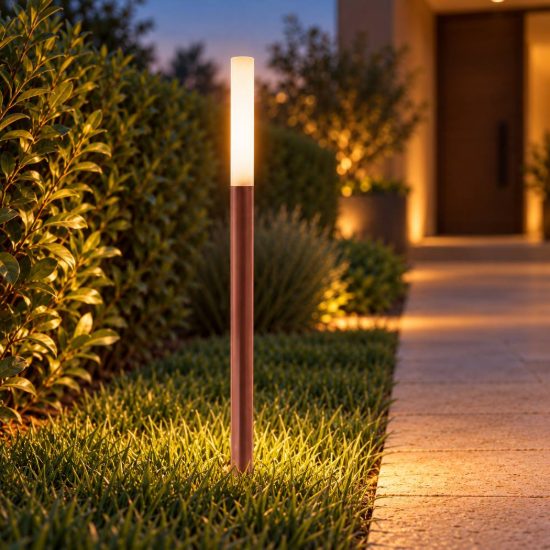 Gea luce ges2430 lampioncino da giardino paletto piccolo marrone scuro led 3w 3000k ip65