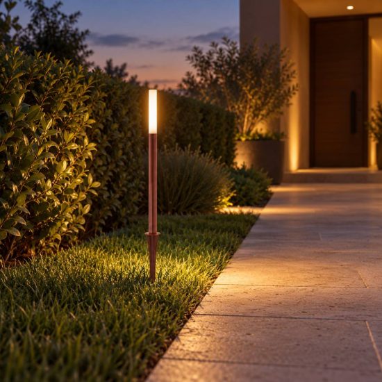 Gea luce ges2430 lampioncino da giardino paletto piccolo marrone scuro led 3w 3000k ip65