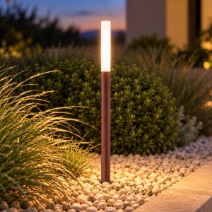 Gea luce ges2430 lampioncino da giardino paletto piccolo marrone scuro led 3w 4000k ip65