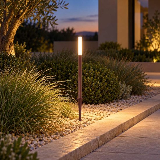 Gea luce ges2430 lampioncino da giardino paletto piccolo marrone scuro led 3w 4000k ip65