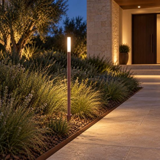 Gea luce ges2430 lampioncino da giardino paletto medio marrone scuro led 3w 3000k ip65