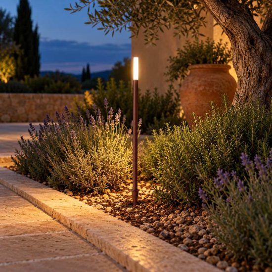 Gea luce ges2430 lampioncino da giardino paletto medio marrone scuro led 3w 4000k ip65