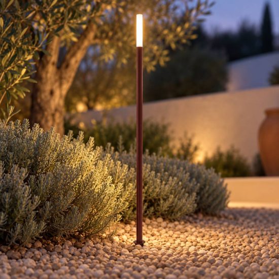 Gea luce ges2430 lampione da giardino paletto marrone scuro led 3w 3000k ip65