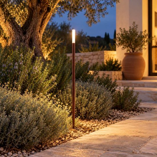 Gea luce ges2430 lampione da giardino paletto marrone scuro led 3w 3000k ip65