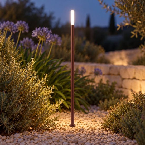 Gea luce ges2430 lampione da giardino paletto marrone scuro led 3w 4000k ip65