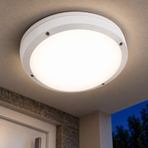 Gea luce ura plafoniera da esterno rotonda bianca 2xe27 ip54