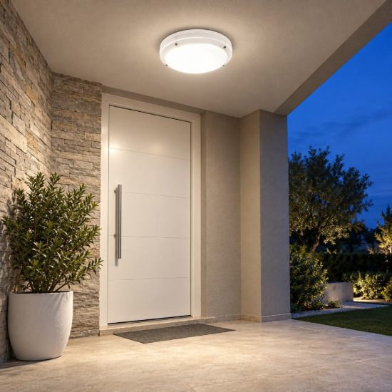 Gea luce ura plafoniera da esterno rotonda bianca 2xe27 ip54