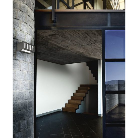 Gea luce ges310 applique da esterno rettangolare biemissione grigio antracite e27 ip54