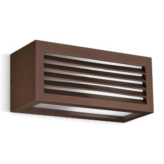 Gea luce ges310 applique da esterno rettangolare biemissione marrone e27 ip54