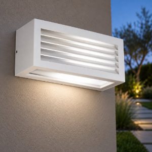 Gea luce ges310 applique da esterno rettangolare biemissione bianca e27 ip54