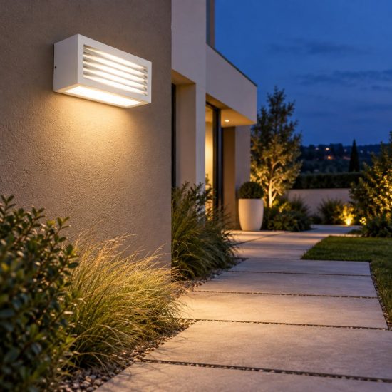 Gea luce ges310 applique da esterno rettangolare biemissione bianca e27 ip54