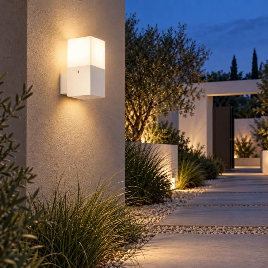 Gea luce aditi applique da esterno rettangolare bianca e27 ip44