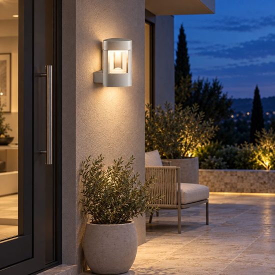 Gea luce janet applique da esterno rettangolare grigio metallizzato gx53 ip54
