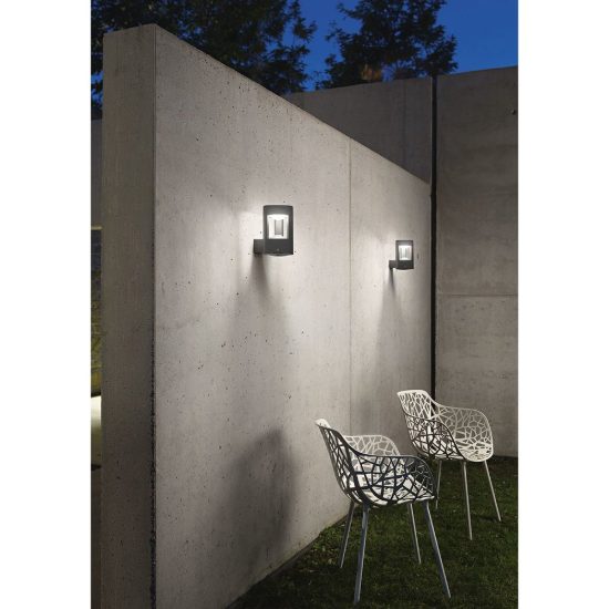 Gea luce janet applique da esterno rettangolare grigio metallizzato gx53 ip54