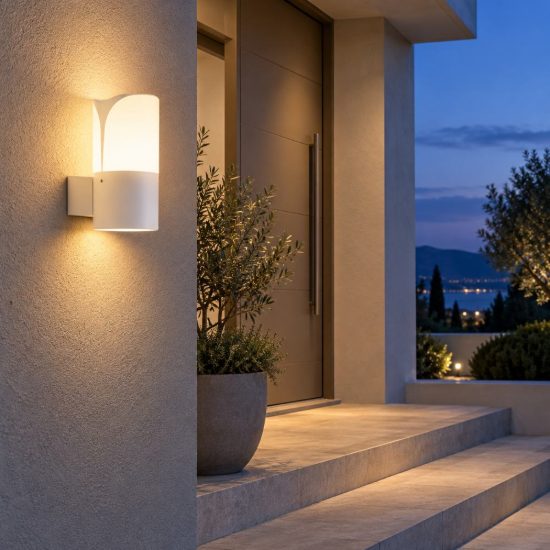 Gea luce ges713 applique da esterno a cilindro bianca e27 ip44