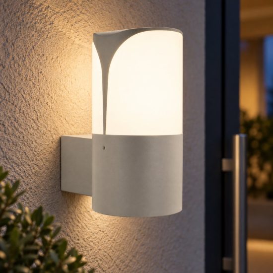 Gea luce ges713 applique da esterno a cilindro grigio metallizzato e27 ip44