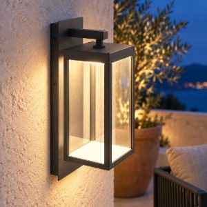Gea luce ges770 applique da esterno a lanterna grigio antracite led 13w 4000k ip65