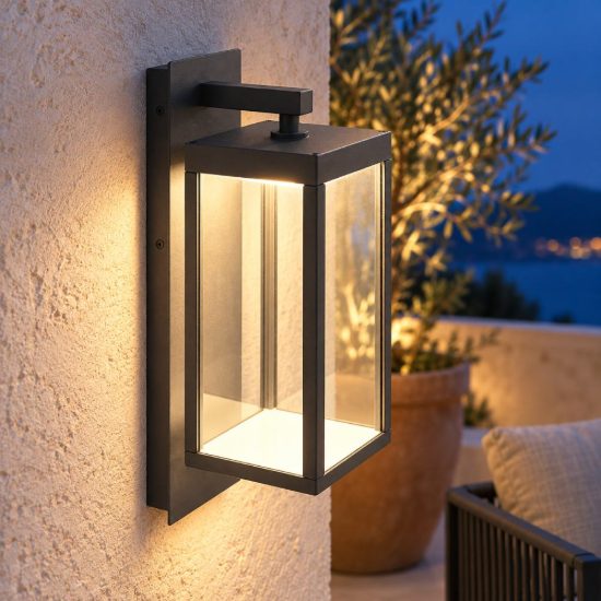 Gea luce ges770 applique da esterno a lanterna grigio antracite led 13w 4000k ip65