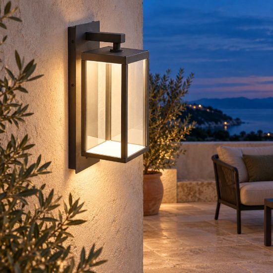 Gea luce ges770 applique da esterno a lanterna grigio antracite led 13w 4000k ip65