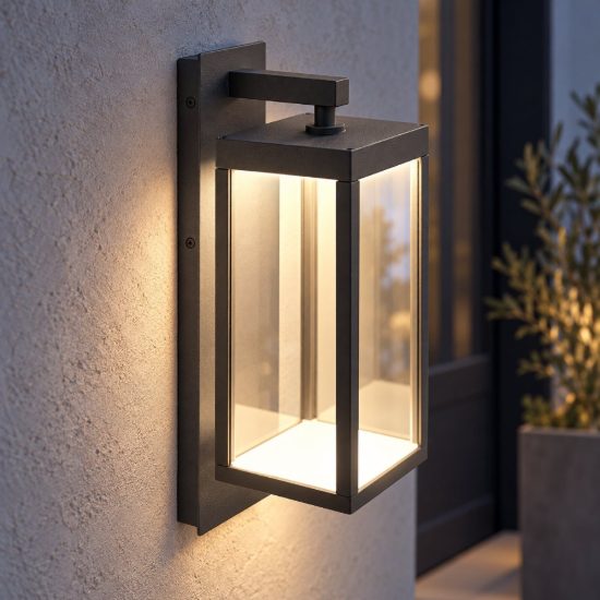 Gea luce ges770 applique da esterno a lanterna grigio antracite led 13w 3000k ip65
