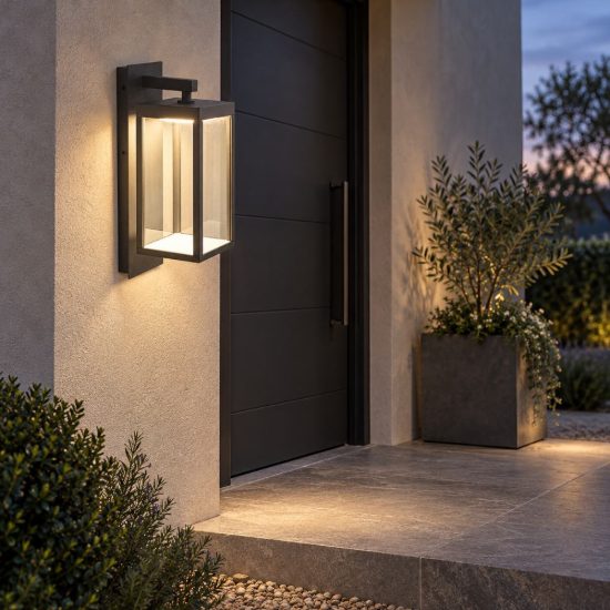 Gea luce ges770 applique da esterno a lanterna grigio antracite led 13w 3000k ip65