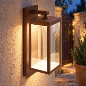 Gea luce ges770 applique da esterno a lanterna marrone led 13w 4000k ip65