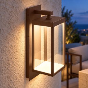 Gea luce ges770 applique da esterno a lanterna marrone led 13w 3000k ip65