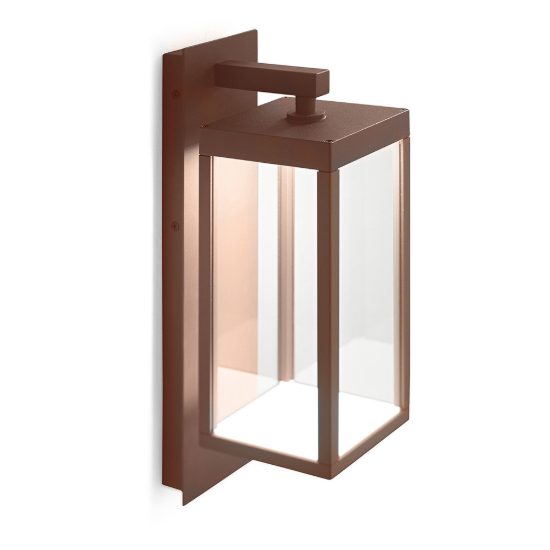 Gea luce ges770 applique da esterno a lanterna marrone led 13w 3000k ip65