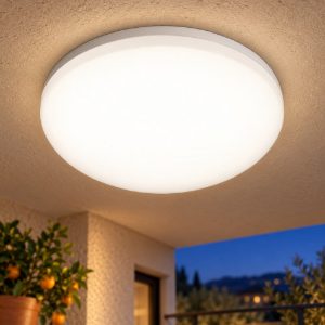 Gea luce ges830 plafoniera da esterno led 30w 4000k ip66 moderna rotonda bianca